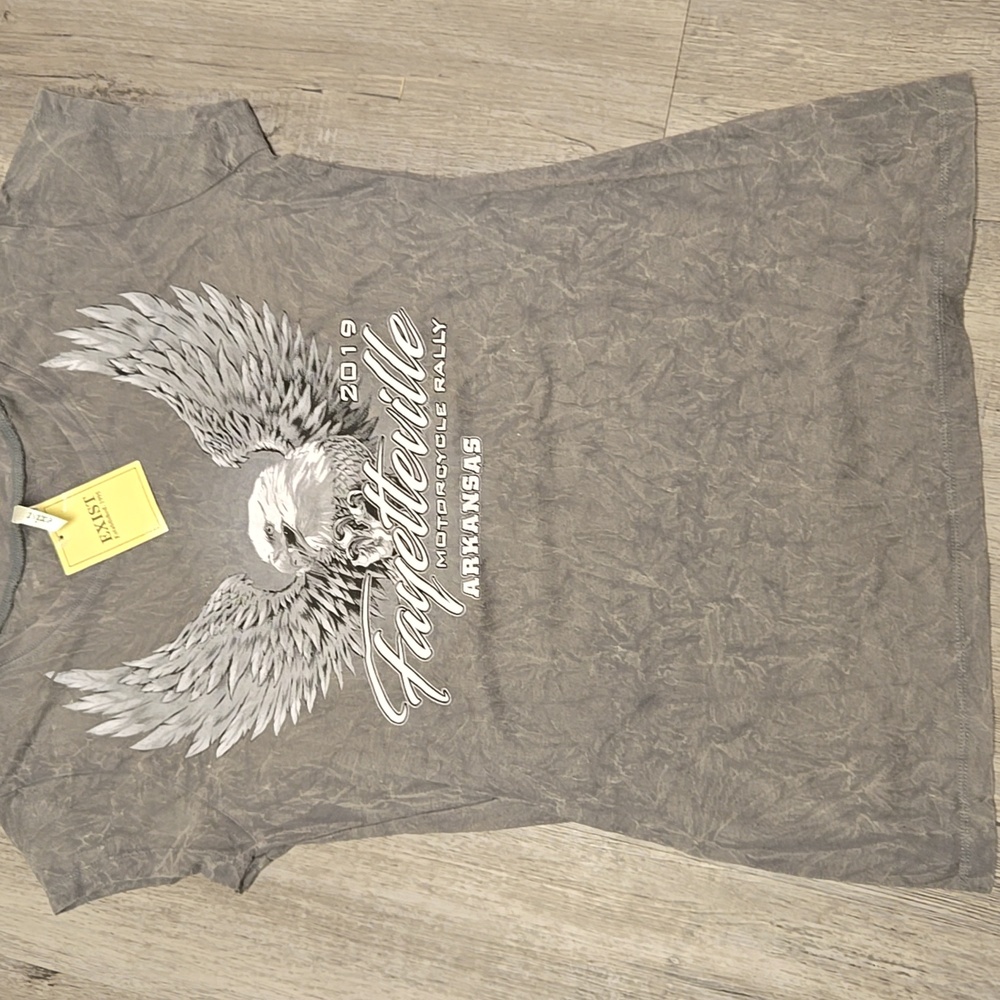 2019 Fayetteville Motorcycle Rally Women’s Graphic Tee – Gray Eagle Print NWT